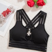 Resim Kadınlar için Taşlı Fileli Sütyen - Nefes Alabilir, Kolsuz, Çıkarılabilir Pedler, %95 Polyester, Rahat ve Günlük Giyim İçin, Siyah Çapraz Tasarım, Rahat Üst | Straplez Sütyen | File Kumaş Üst 