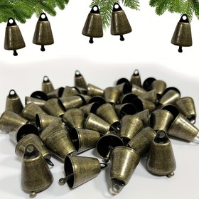 Resim Noel Tatili Partisi 20 antika bronz dökme demir çan sesi yüksek ve net, Noel, Cadılar Bayramı, Paskalya, Yeni Yıl ve Şükran Günü dekorasyonları için çok yönlü çanlar - ağaçlar, kapılar ve evcil hayvan aksesuarları için evrensel tatil asma dekorasyonları 