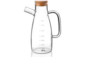 Resim İsmiyle Al 650 ml Bambu Kapaklı Cam Yağdanlık ROYALEKS-70086 