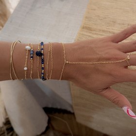 Resim 9 Parça Kadın Moda Bileklik Seti, Parti ve Festival Takıları için Çekici Etnik Tarz Mavi Yapay Kristal Boncuklu Üst Üste Dizilebilir Zincirli Bilezikler 