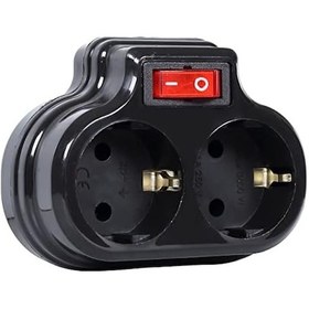 Resim 2'li Anahtarlı Golyat, İkili Topraklı Priz Çoklayıcı Fiş, Siyah Renk, 16a 250 Volt, Max 3600 Watt Siyah 1 