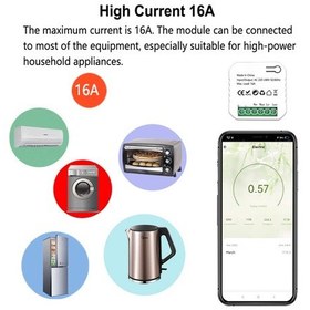 Resim Parça Tuya Akıllı Wifi Enerji Kwh Elektrik Güç Monitörü Beyaz 16a Anahtarı Mini Modül Din Ray Zamanlayıcı Google Ev İçin Kapalı 