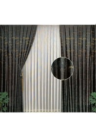 Resim Polyester Fon Perde Co33 Özel Model Kahverengi 