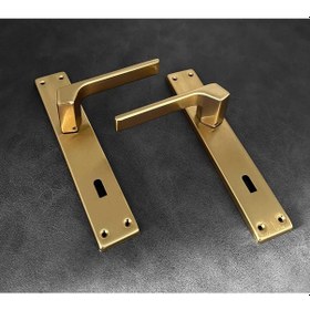 Resim Zey Özel Tasarım Al55 Mat Skoç Titanyum Kare Aynalı Oda Kapı Kolu 1 Takı 