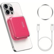 Resim Brightnova Rosy 5000mah Mini Ultra Ince Manyetik Kablosuz Power Bank 15w Kablosuz Sarj 225w Pd Hizli Sarj Led Ekran Alt N 