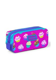 Resim Coral High Pembe Cupcake Baskılı İki Bölmeli Kalem Çantası -Kız Ç 