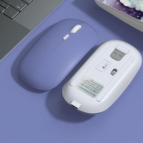 Resim Lenovo Tablet İle Uyumlu Şarj Edilebilir Sessiz Mouse Bluetooth + 2.4Hz Wifi Kablosuz Mouse Fare Lavanta 