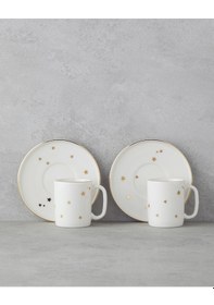 Resim English Home Talisman Star Bone Porselen 4 Parça 2 Kişilik Kahve Fincan Takımı 90 Ml Gold Gold 