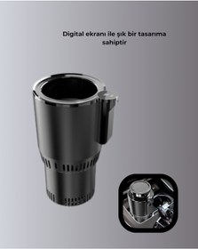 Resim Isıtma Soğutma Özellikli Araç Bardaklığı Çakmak Girişli Akıllı Çok Renkli 