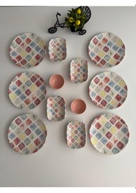 Resim Takım Kahvaltı Colors 12 Parça 6 Kişilik Desenli 