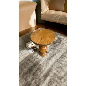 Resim Simillo Home & Living Wooden Ahşap Tekli Mantar Yan Sehpa Modern Tik Ağacı Renk Fiskos 