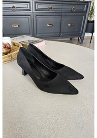 Resim Ops 10 1899 Topukla Kadın Kadeh Topuklu Stiletto Siyah Süet 