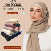 Resim Kadınlar için Elegan Boho Stili Pamuk Keten Şal - Soluklu ve Güneş Korumalı Dokuma Şal, Düz Renk Tasarım, Dekoratif Fringe, Dışarı Çıkarken Yumuşak ve Rahat 