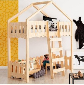 Resim Markaawm Markaawm Montessori Ranza Çocuk Karyola Çatılı Oyun Evi Elephant Akçaağaç 