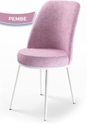 Resim Canisa Concept Dexa Serisi, Üst Kalite Yemek Odası Sandalyesi, Metal Beyaz Iskeletli , 1 Adet Pembe 