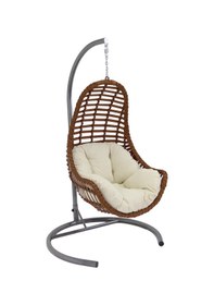 Resim Monalin Home Garden Roma Rattan El Örgüsü Balkon Teras Bahçe Salıncağı Kahverengi 