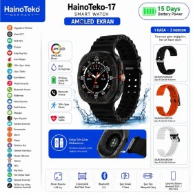 Resim Haino Teko 17 Siyah Kasa 1 Kasa 3 Değiştirilebilir Kordon Amoled Ekran Bluetooth Arama Özellikli Akıllı Saat 