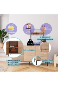 Resim Bimossa H0660 Alya Konsol 140 Cm Hat Ofis Salon Ünite Kahve Köşesi Modern Depolama Ünitesi 