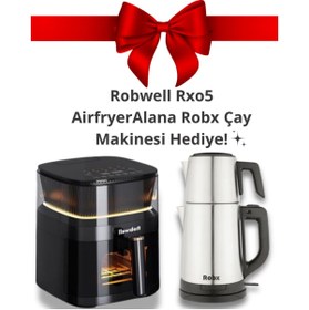 Resim Robwell Robx Rxo5 Son Teknoloji Otomatik Buhar Püskürtmeli Airfryer 10 Renkli Işıklı Menü 