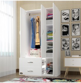 Resim Kenzlife gardırop 3 kapılı 2 çekmeceli fesleğen 180*120*52 byz XL 