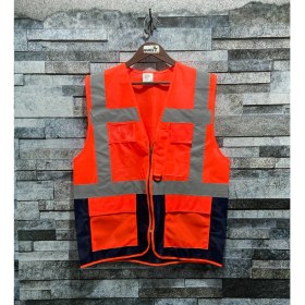 Resim Vento Mühendis Tipi Reflektörlü Çift Renkli Ikaz Yeleği (Turuncu-Lacivert) 