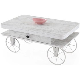 Resim Satranç Tavla Akıllı Yemek Masası Orta Sehpa Tekerlekli Beyaz 