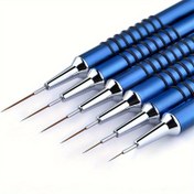 Resim 6 adet Metal Saplı Tırnak Sanatı Fırçaları - Jel Cilası Çizgileri, İnce Uzun Çizgiler, Manikür Tasarımları için Nokta Araçları, Tırnak Sanatı Malzemeleri | Metalik Fırçalar | Dayanıklı Fırçalar, Tırnak Sanatı Araçları 