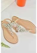 Resim Fox Shoes Ten Taşlı Parmak Arası Kadın Sandalet M272006009 