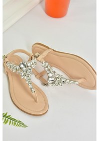 Resim Fox Shoes Ten Taşlı Parmak Arası Kadın Sandalet M272006009 