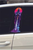 Resim Sticksy 3D İskelet Renkli Baskılı Araç Kapı Direk Kaplama Folyo Sticker 2'li UV BASKI 