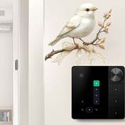 Resim 1 Adet Banyo, Tuvalet, Kapı & Duvar için Büyüleyici Beyaz Kuş Dekoratif Sticker - Kendinden Yapışkanlı Hayvan Baskısı ile Altın Yaprak Dalı, Her Alanın Benzersiz Çekiciliğini Artırır, Duvar Aksesuarı | Dekoratif Dokunuş | Yarı Mat Bitiş 