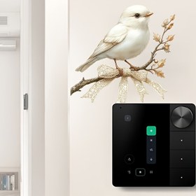 Resim 1 Adet Banyo, Tuvalet, Kapı & Duvar için Büyüleyici Beyaz Kuş Dekoratif Sticker - Kendinden Yapışkanlı Hayvan Baskısı ile Altın Yaprak Dalı, Her Alanın Benzersiz Çekiciliğini Artırır, Duvar Aksesuarı | Dekoratif Dokunuş | Yarı Mat Bitiş 