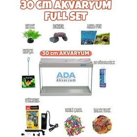 Resim Ada Akvaryum Full Akvaryum Seti Beyaz Renk 30x23x15 Cm 9 Parça 