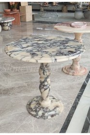Resim Sümeyra Marble Art Begonvil - Doğal Menekşe Mermer Sehpa | Mermer Ayaklı Fiskos Sehpa | Mermer Yan Sehpa | 