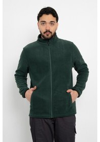 Resim Dasüniforma Unisex Anti-pilling Tüylenme Yapmayan Standart Fit Tam Fermuarlı Soğuk Geçirmez Polar Hırka Yeşil 
