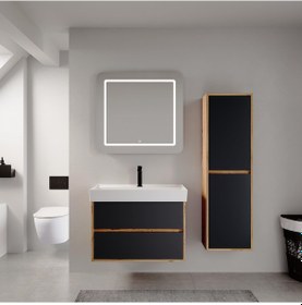 Resim Denko Forever 80 Cm Antrasit Banyo Dolabı Takımı Ve Boy Dolabı Antrasit 