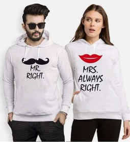 Resim Tshirthane Mr. Mrs. Right. Sevgili Kombinleri Kapüşonlu Kombini 