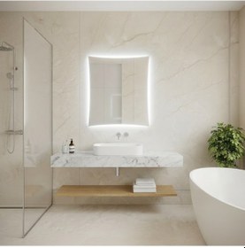 Resim 80x100 Cm Modern Led Banyo Aynası Dokunmatik, Dim Edilebilir, 6500k Beyaz Işık Beyaz 