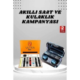 Resim GIGA Yeni Model Akıllı Saat ve Kulaklık Kampanyası Nabızz Ölçer Bluetooth Bağlantılı Uzun Pil 