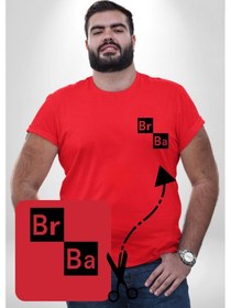 Resim Br Ba Kimya Breaking Bad Kırmızı Büyük Beden Kadın Basic Minimal Baskılı Tişört Kırmızı 