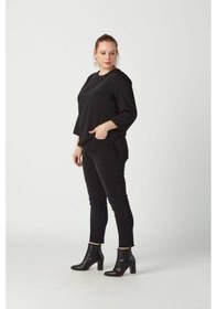 Resim P001S Düz Renk Tam Kalıp Dar Paça Kot Pantolon Siyah 