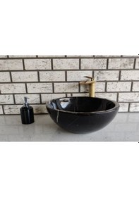 Resim Toros Siyahı Çanak Mermer Lavabo 