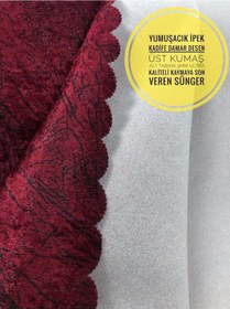 Resim Madame Blue Süngerli Damar Desenli Kaymaz Koltuk & Çekyat Örtüsü Kırmızı 