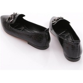 Resim Dgn K014 Kadin Demir Aksesuarli Babet Siyah Balık Sırtı 