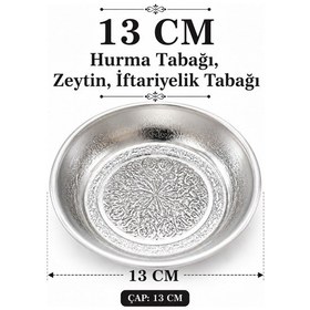 Resim Gül Mutfak 13 Cm Desenli Paslanmaz Krom Çelik Hurma Tabağı, Zeytin, İftariyelik Tabağı 10 Adet Inox 