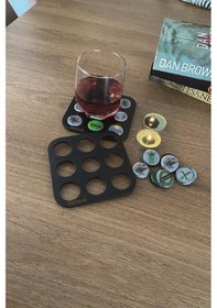 Resim Bardak Altlığı 1 Adet Şişe Kapağı Eklenen Soda Gazoz Bira Kapağı Sonradan Eklemeli Siyah 