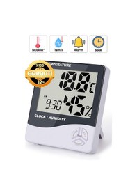 Resim Termometre Nem Ölçer Alarm Saat Ekranlı Oda Sıcaklık Ölçer Duvara Uygun Masaüstü Isı Göstergesi 3240 