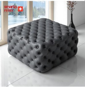 Resim Smarto Relax Puf Poschiavo Ayaksız Kapitoneli Dekoratif 100x100x45 Cm Gri Gri 