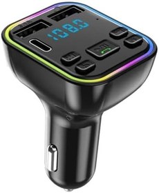 Resim Araç Fm Transmitter Bluetooth Usb Mp3 Sd Kart Çakmaklık Girişli 7 Renk Led Işıklı Araç Kiti 