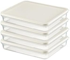 Resim Orret Home 4 Adet Buzdolabı Organizeri - PP Plastik Şeffaf ve Ayarlanabilir Saklama Kabı, Gıdaları Taze Tutan Fresh Box, Çok Amaçlı,Mikrodalga ve Bulaşık Makinesi Uyumlu (Beyaz, 2600 Ml) 